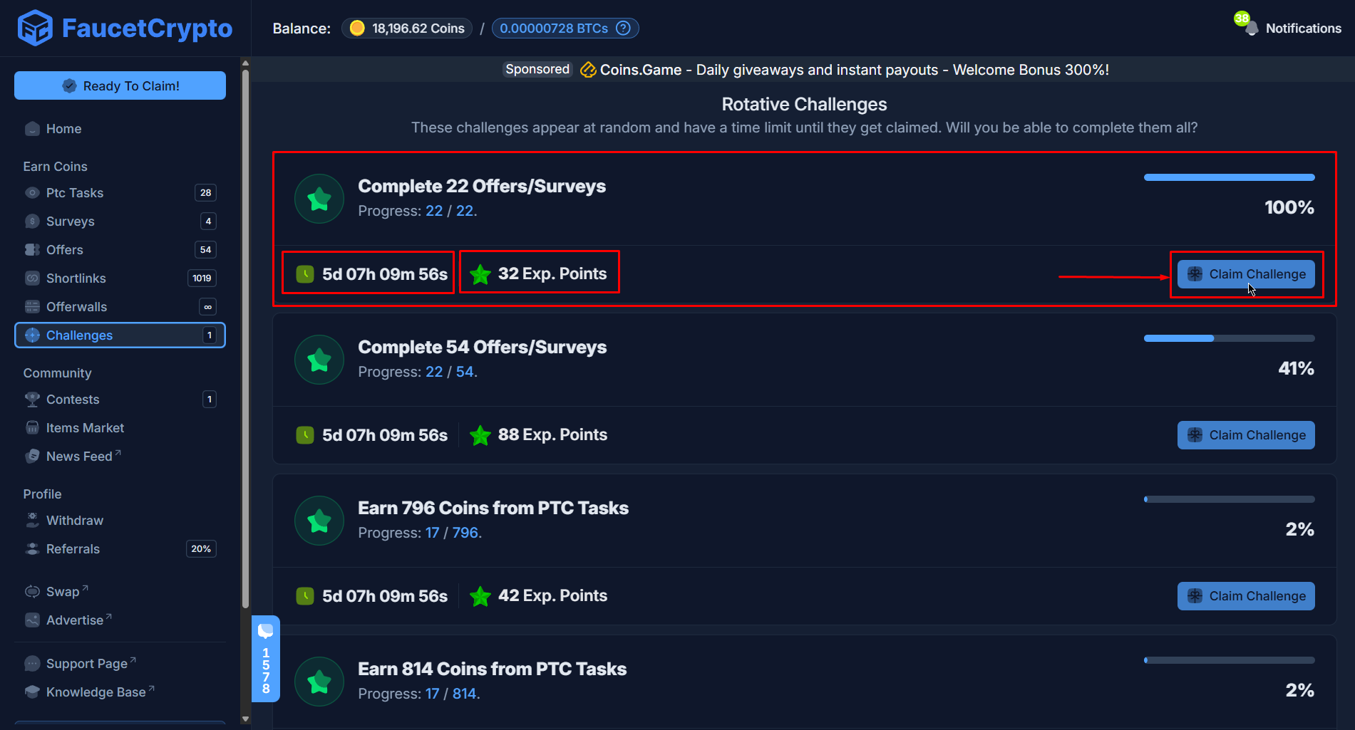 Faucetcrypto Rotativechallenges Claimchallenge Pn