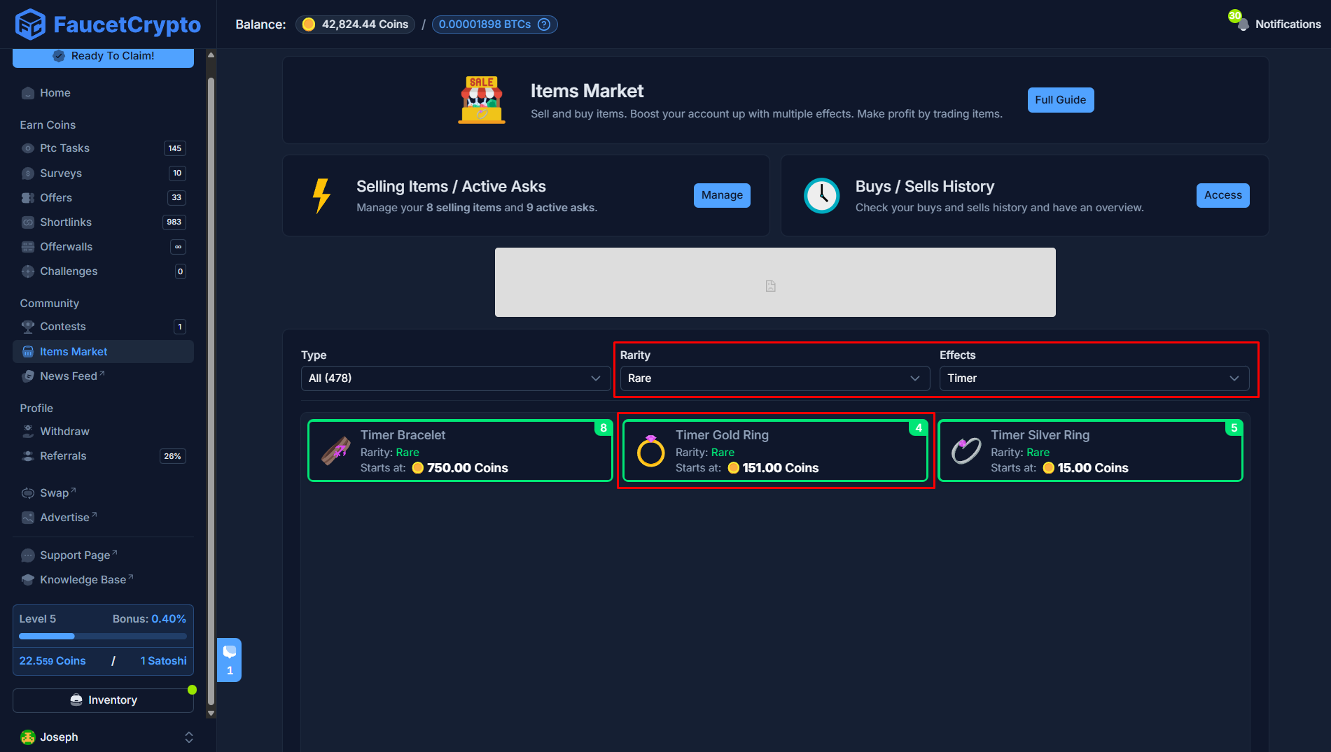 Faucetcrypto Itemsmarket Raretimer Pn