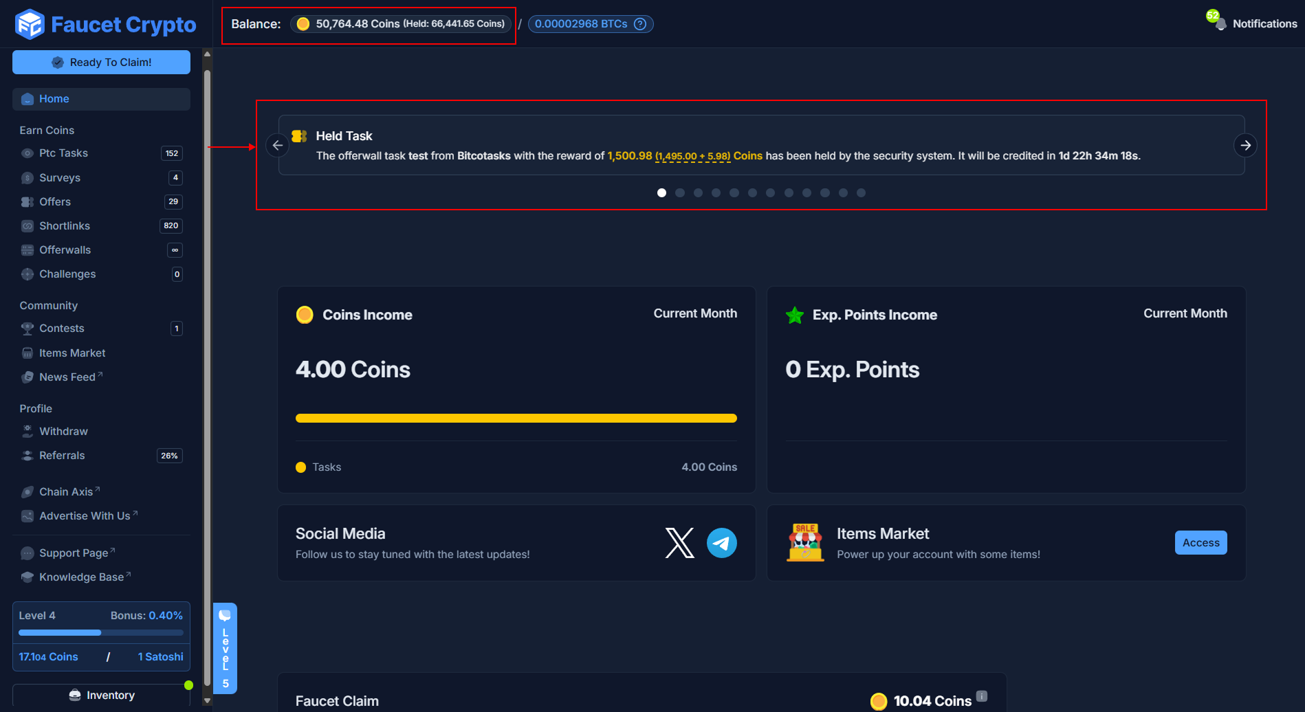 Faucetcrypto Dashboard Held Task Pn