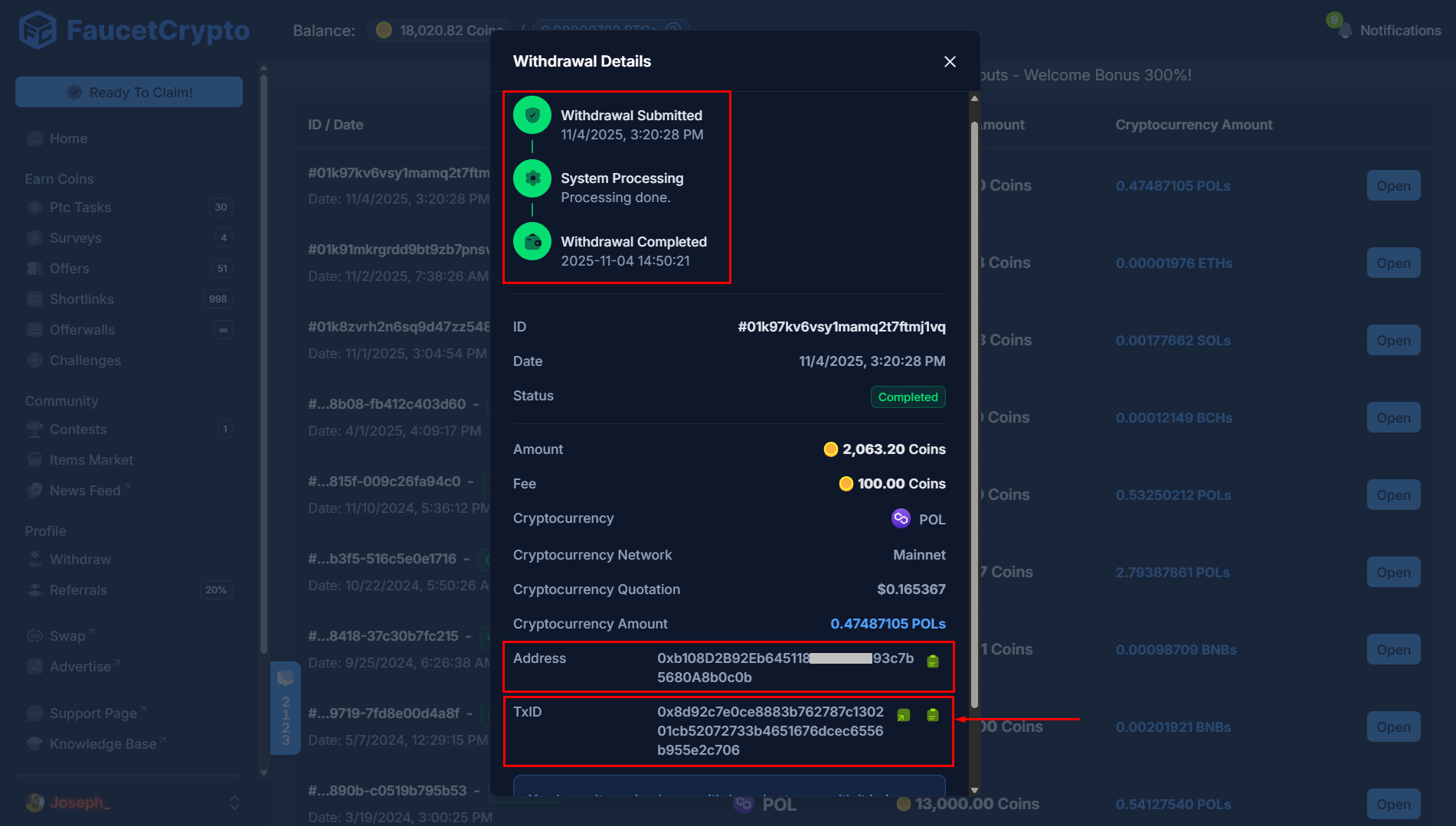 Faucetcrypto Withdrawalhistory Withdrawaldetails Pn