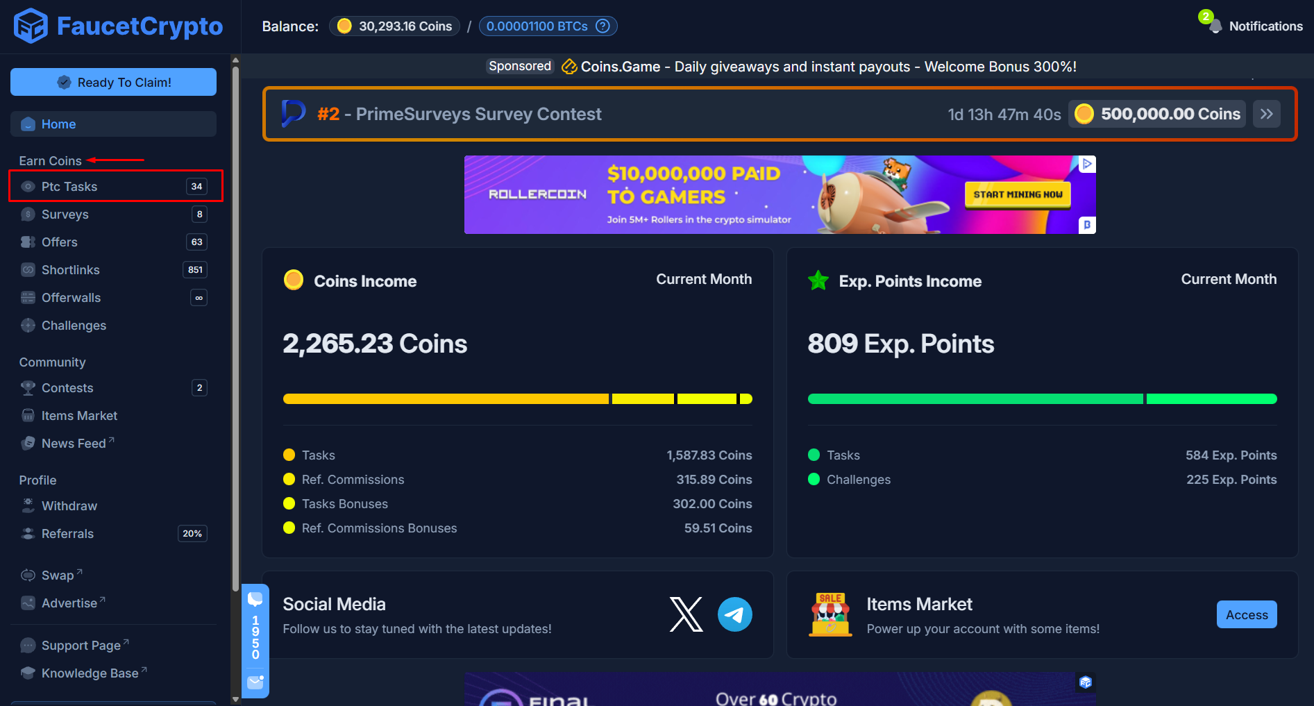 Faucetcrypto Earncoins Ptcads Pn