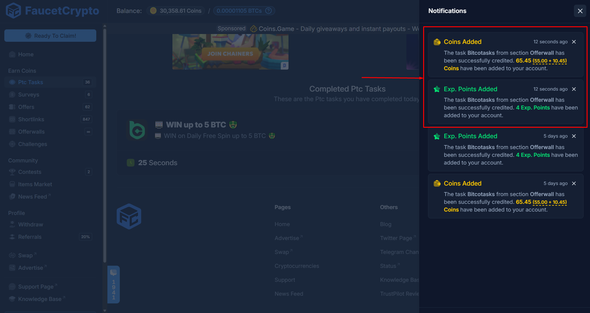 Faucetcrypto Ptcads Notification Pn