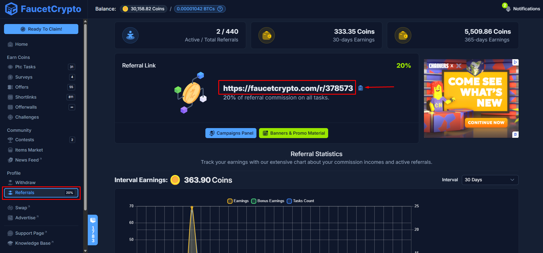 Faucetcrypto Referrals Copylink Pn