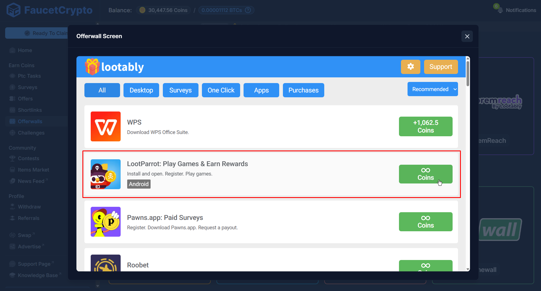 Faucetcrypto Lootably Modal Pn
