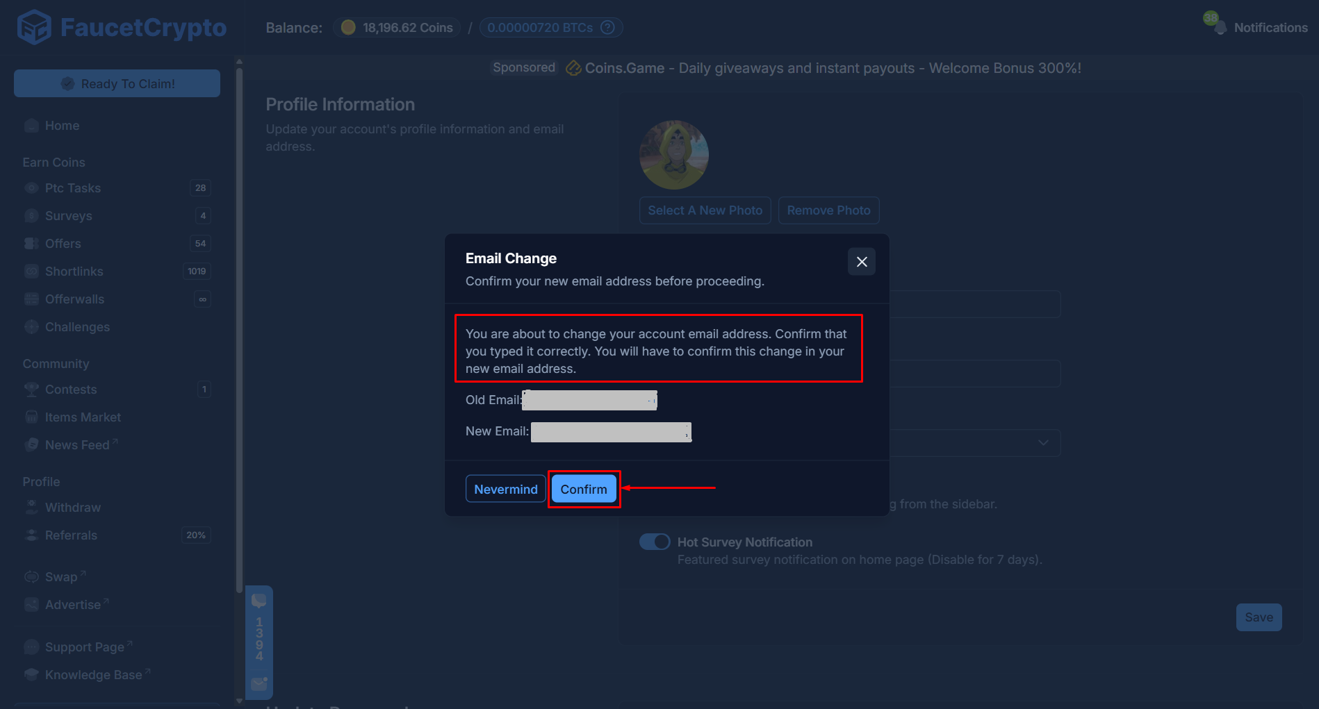 Faucetcrypto Emailchange Confirm Pn