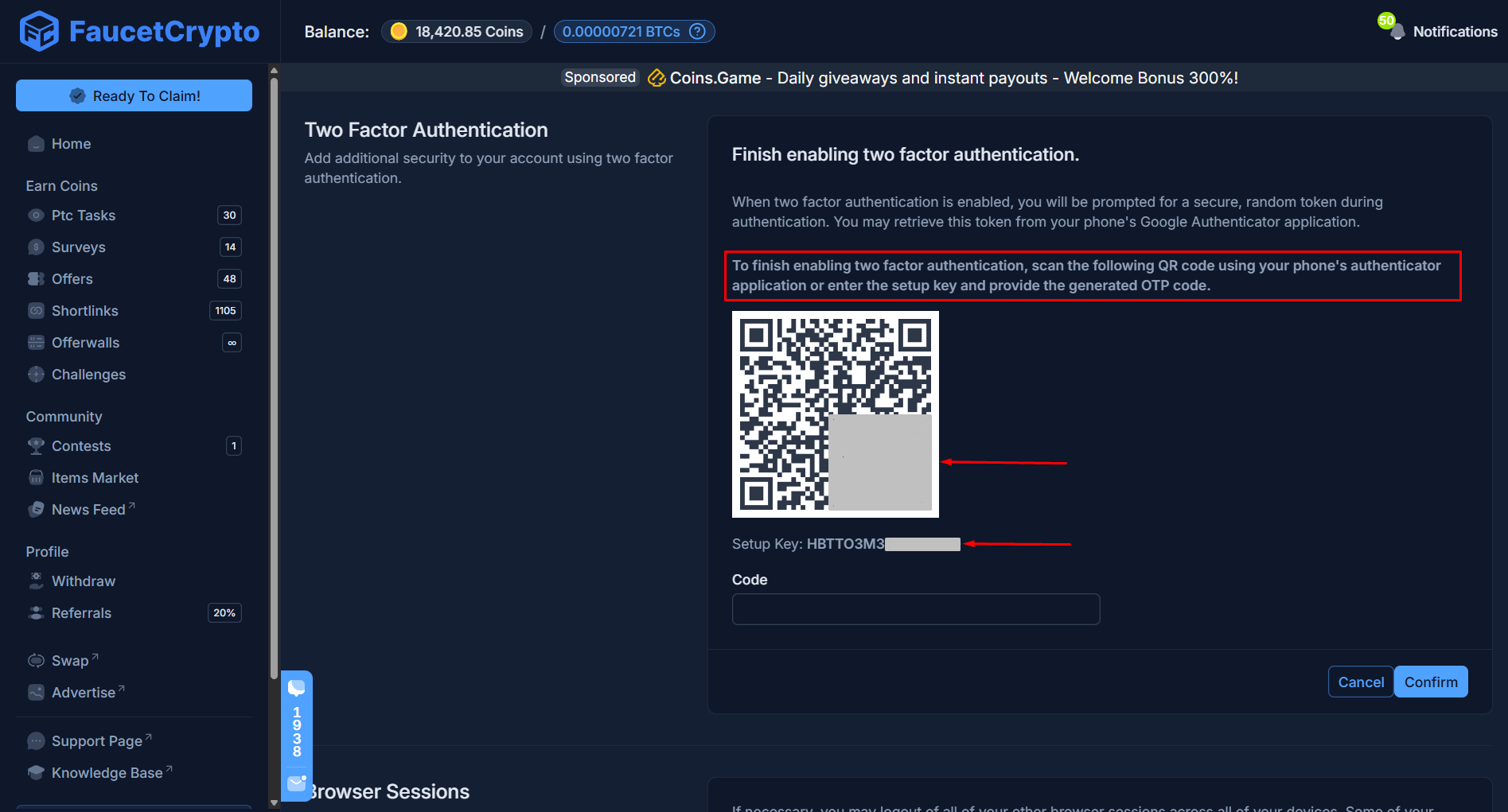 Faucetcrypto 2fa Qrcode Pn