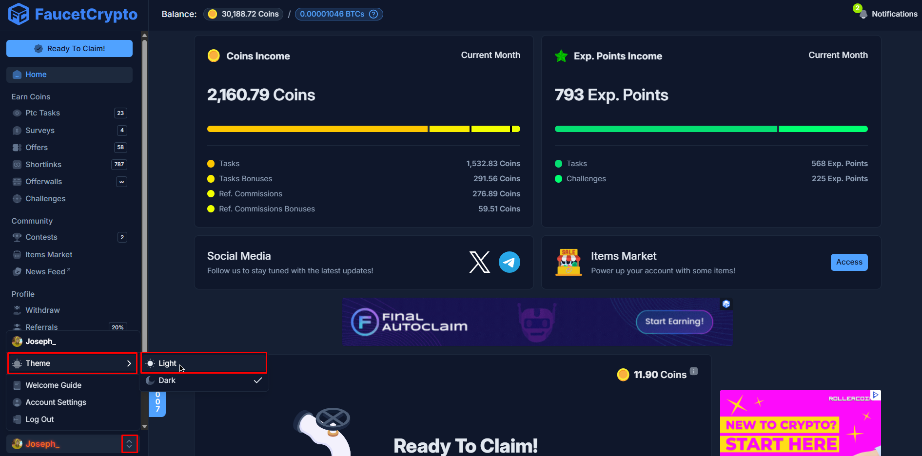 Faucetcrypto Dashboard Lighttheme Pn