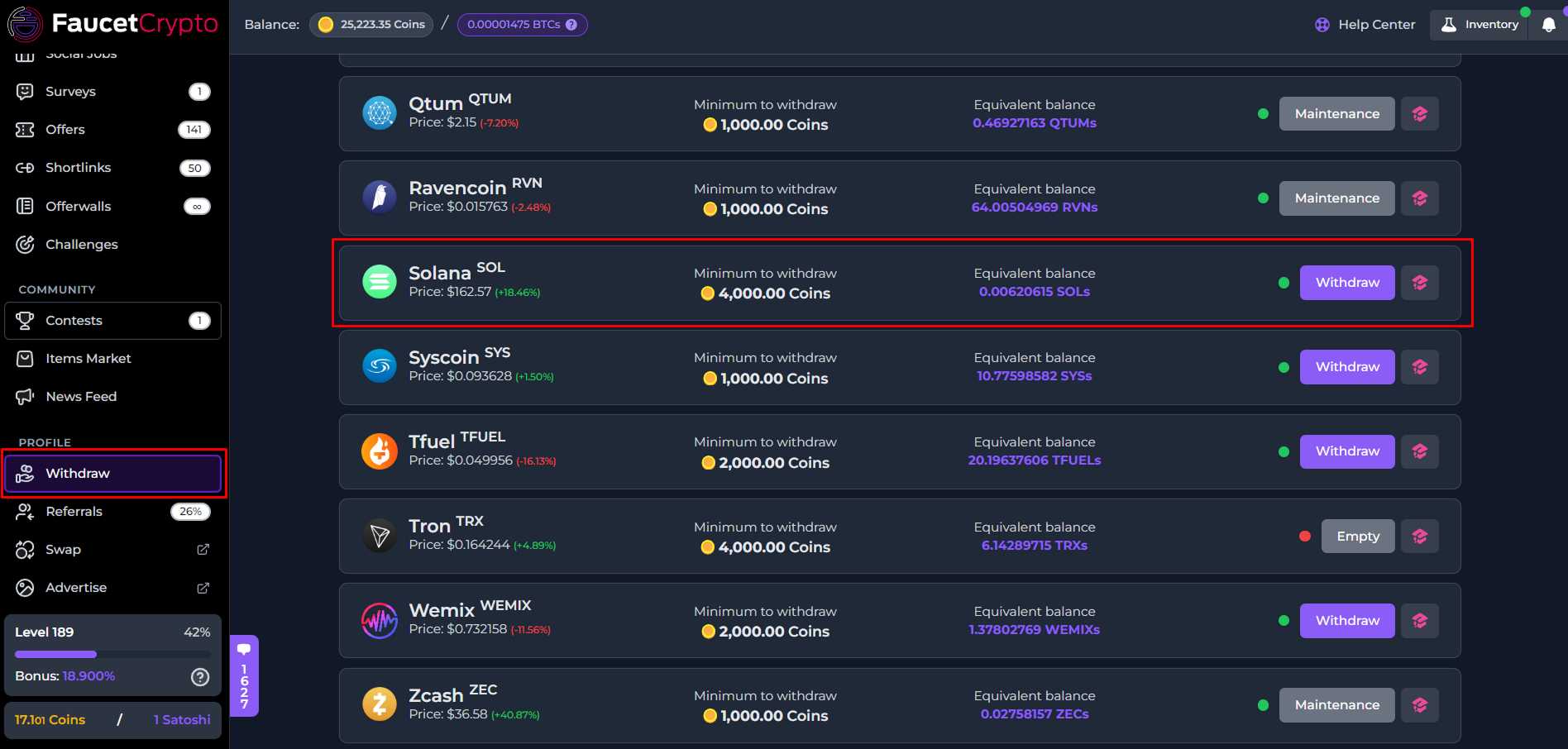 Faucetcrypto Withdraw Solana Pn