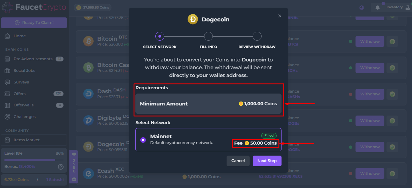 Faucetcrypto Doge Minimumamount Pn