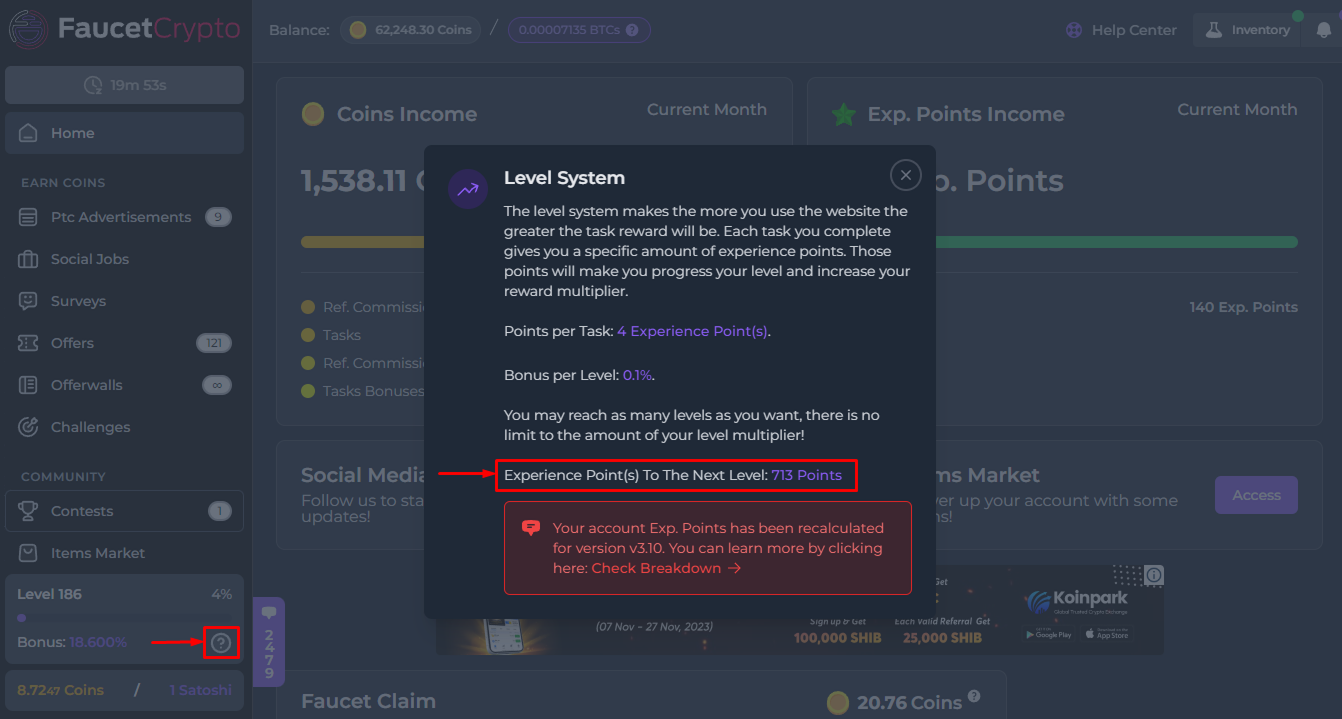 Faucetcrypto Levelsytem Experiencepoints Pn