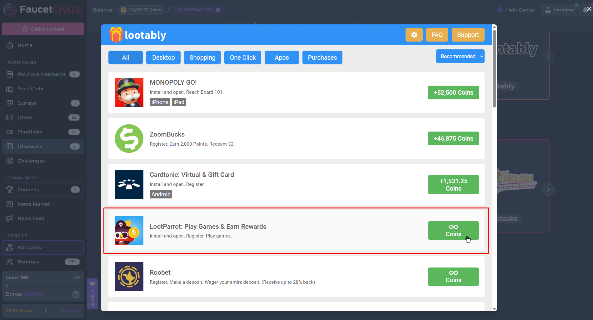 Faucetcrypto Lootably Modal Pn