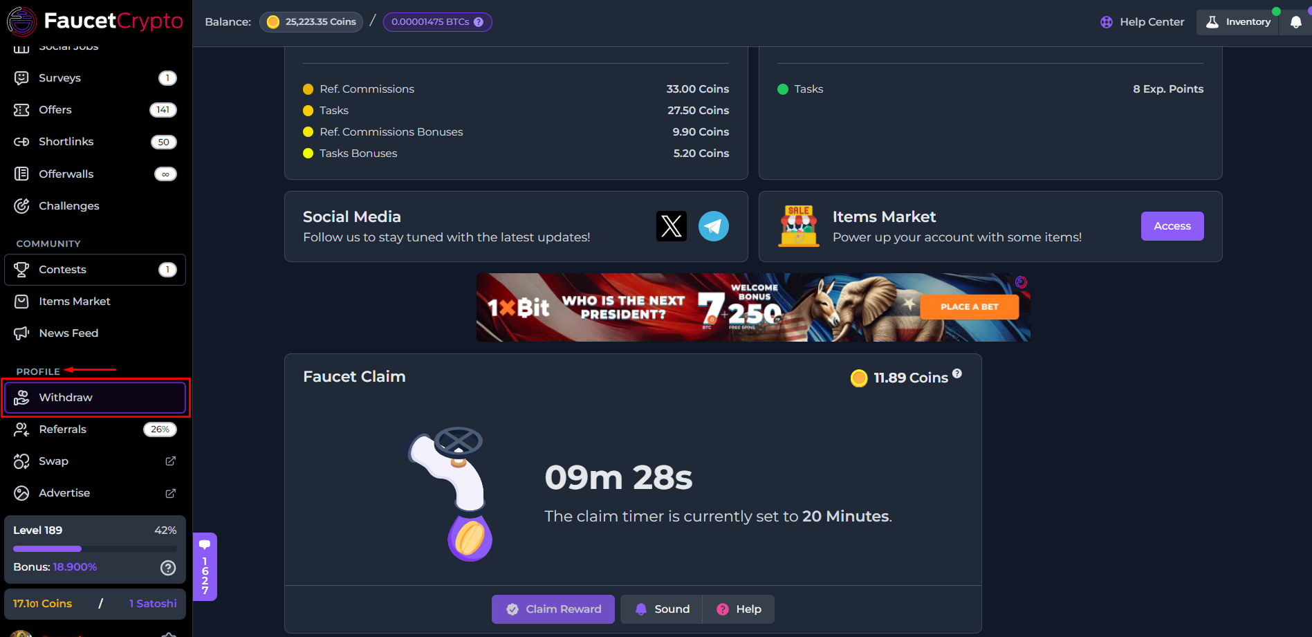 Faucetcrypto Profile Withdraw Pn