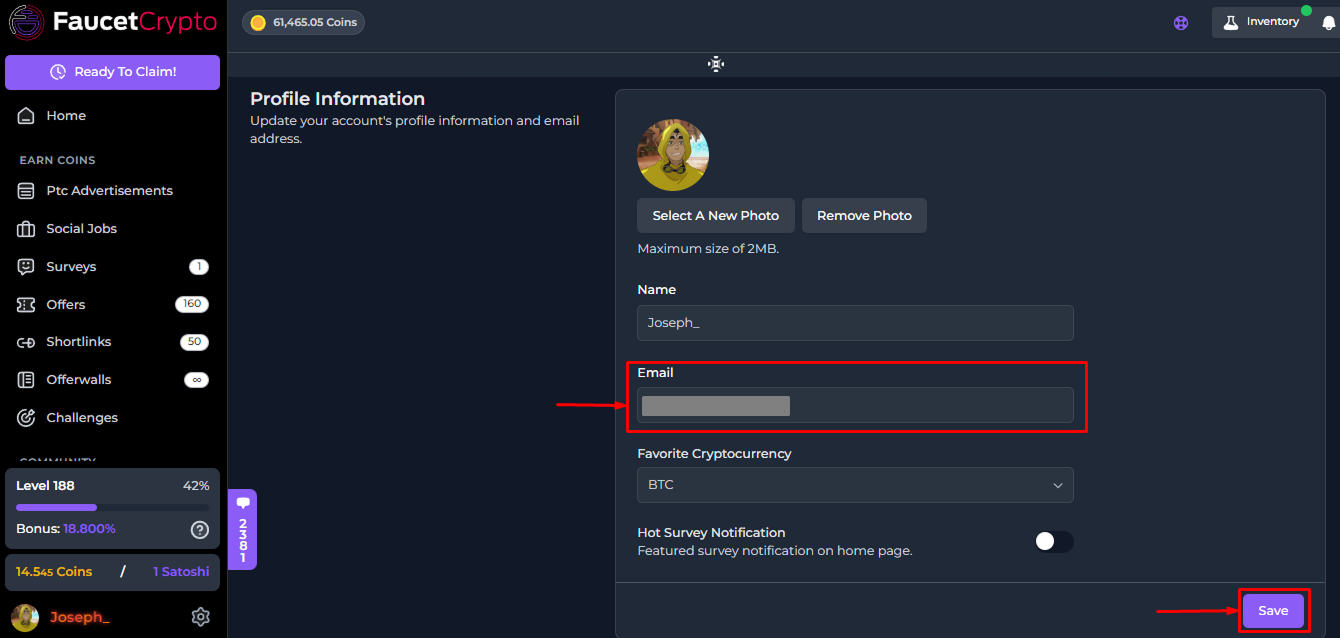 Faucetcrypto Profileinformation Email Pn