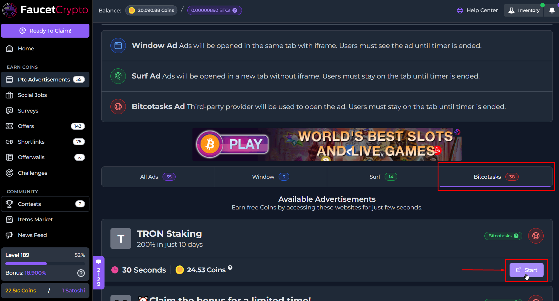 Faucetcrypto Ptcads Bitcotasks Pn