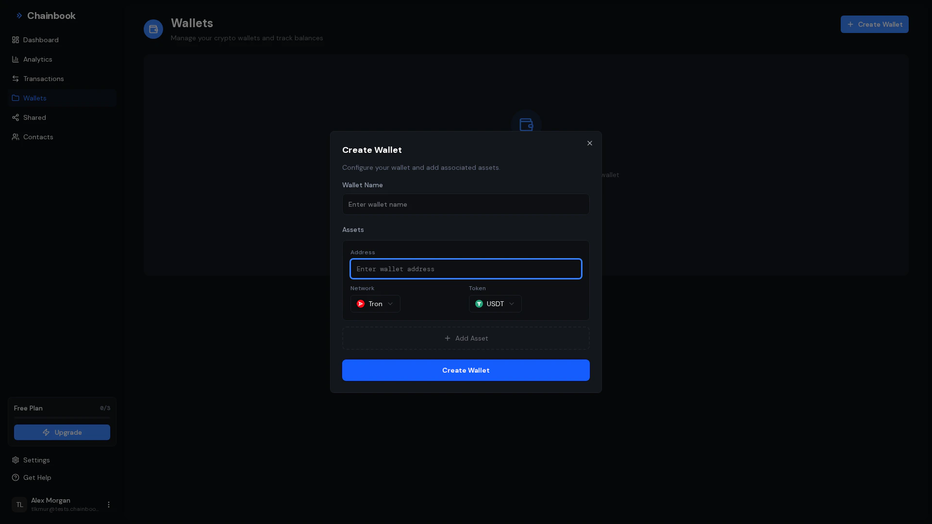 Wallets list view showing multiple wallets