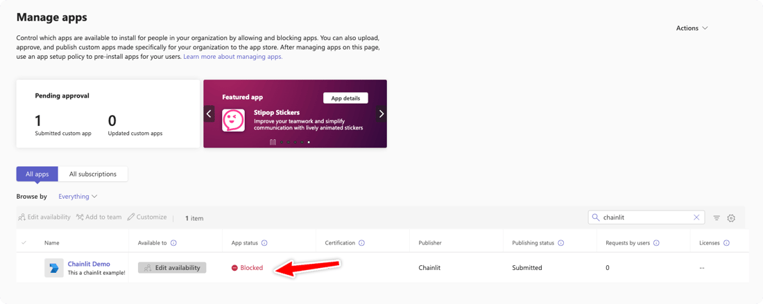 Chainlit App Teams - Chainlit