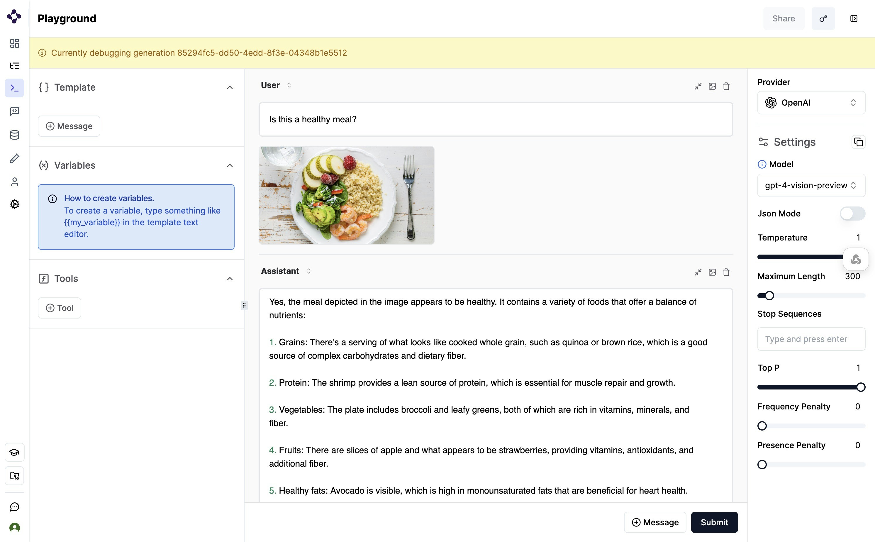 A logged multimodal LLM call