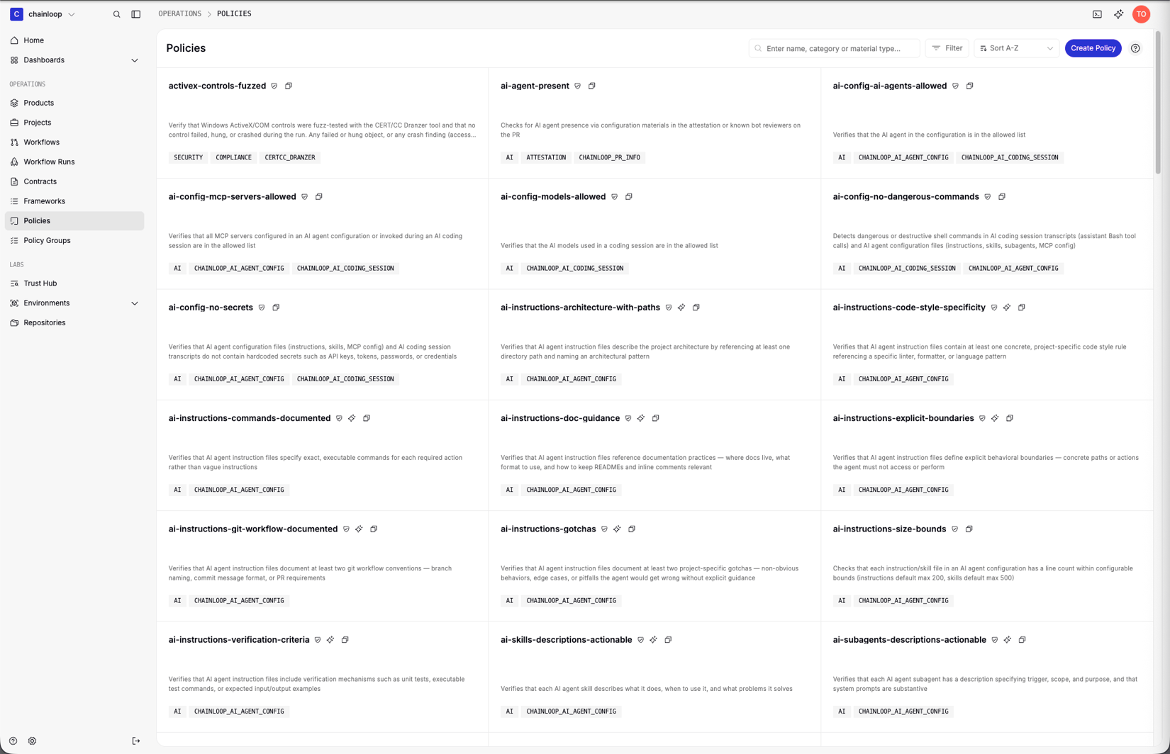 Set Policies expectations - Chainloop Documentation
