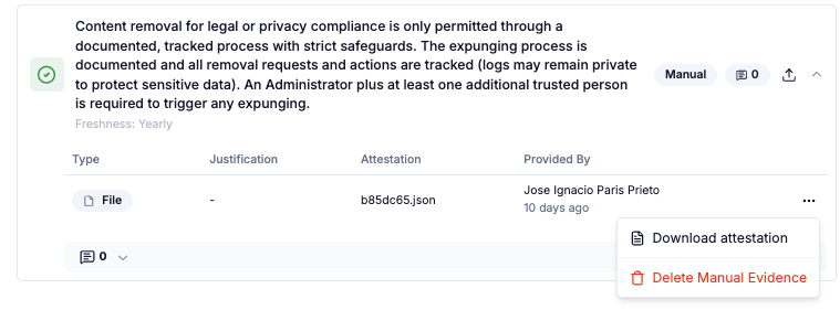 Download Attestation for Manual Evidence