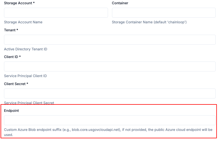 Azure Blob Endpoint Configuration