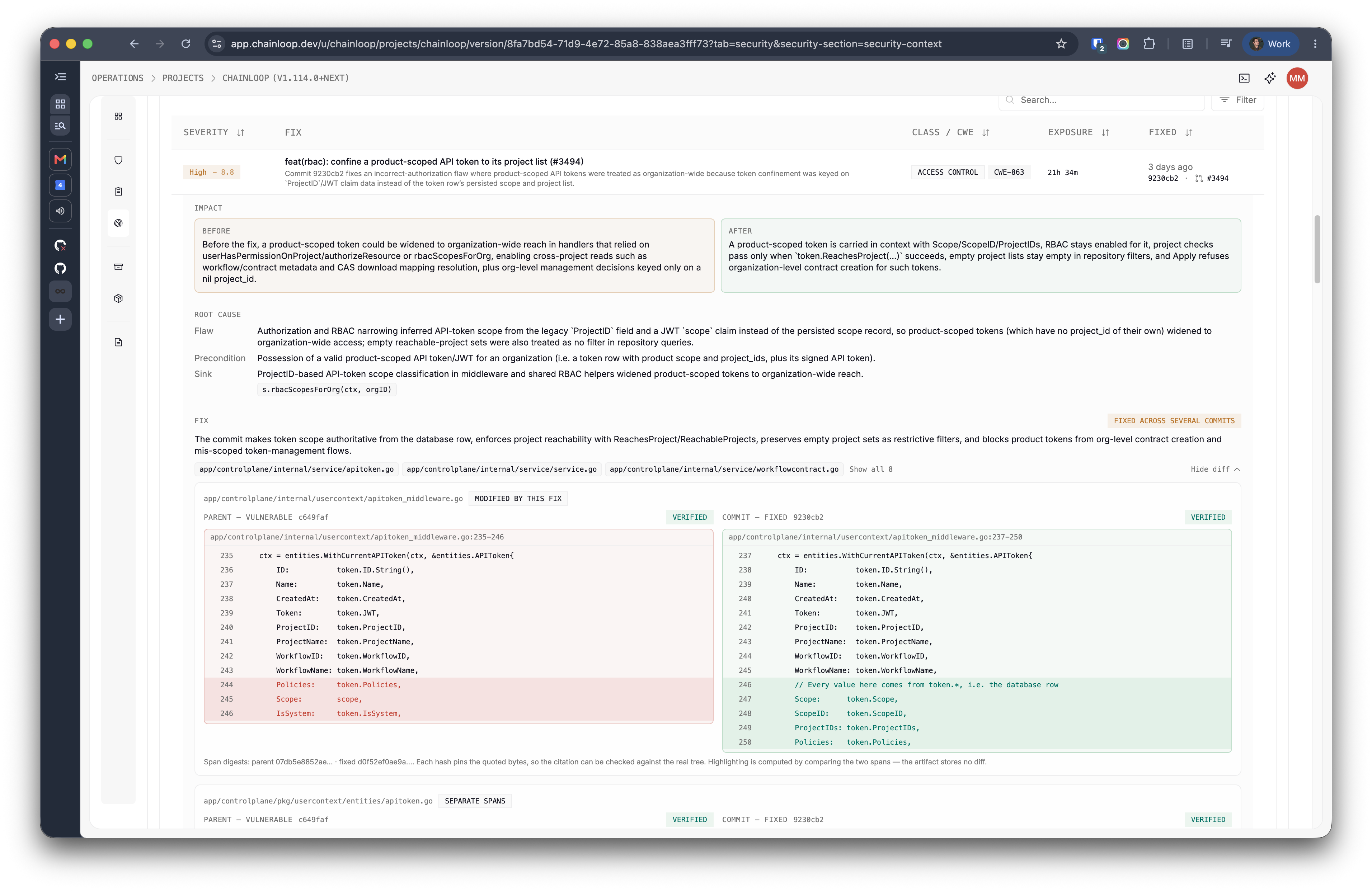Security Context Fix Details