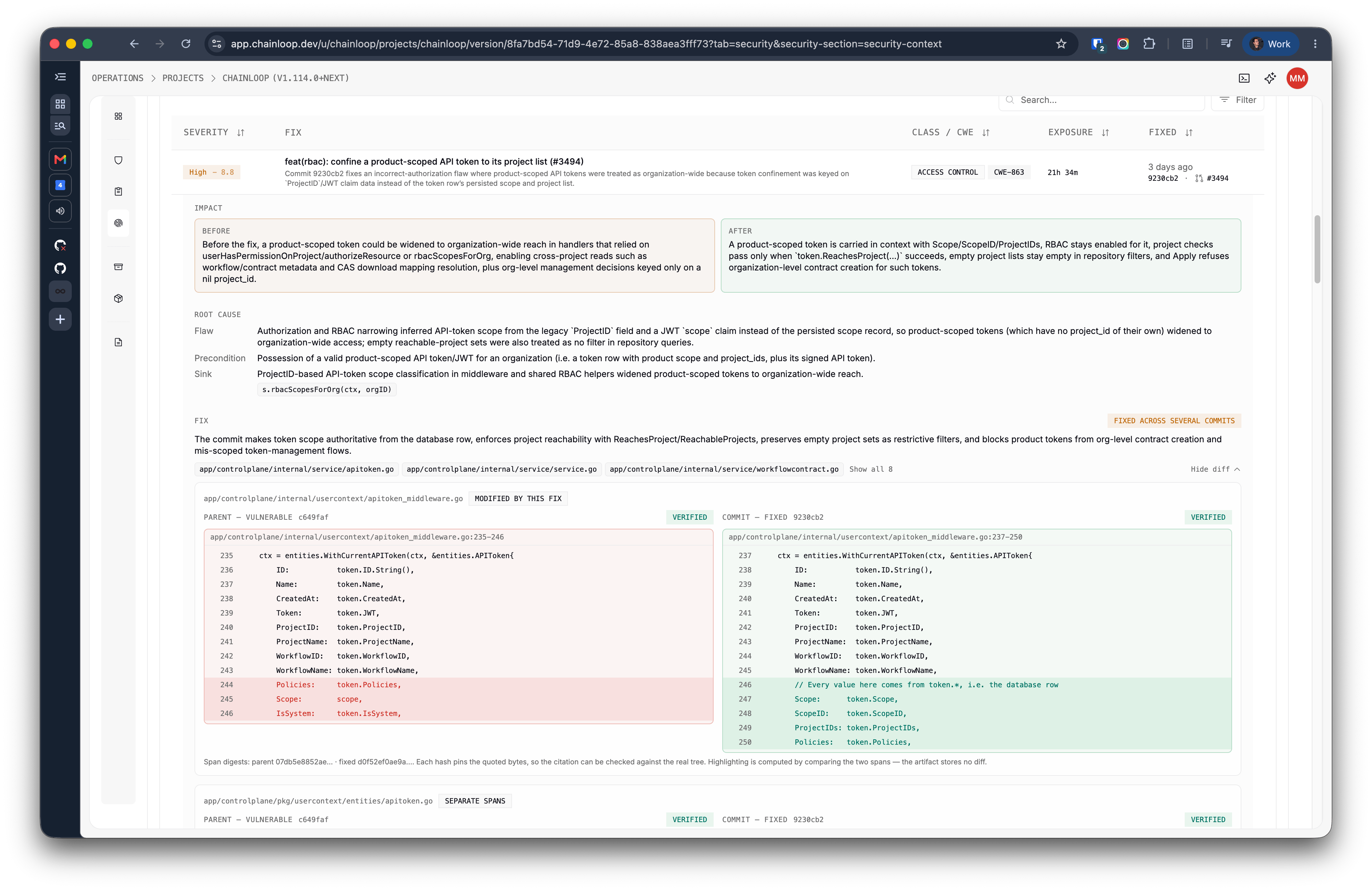 Security Context Fix Details