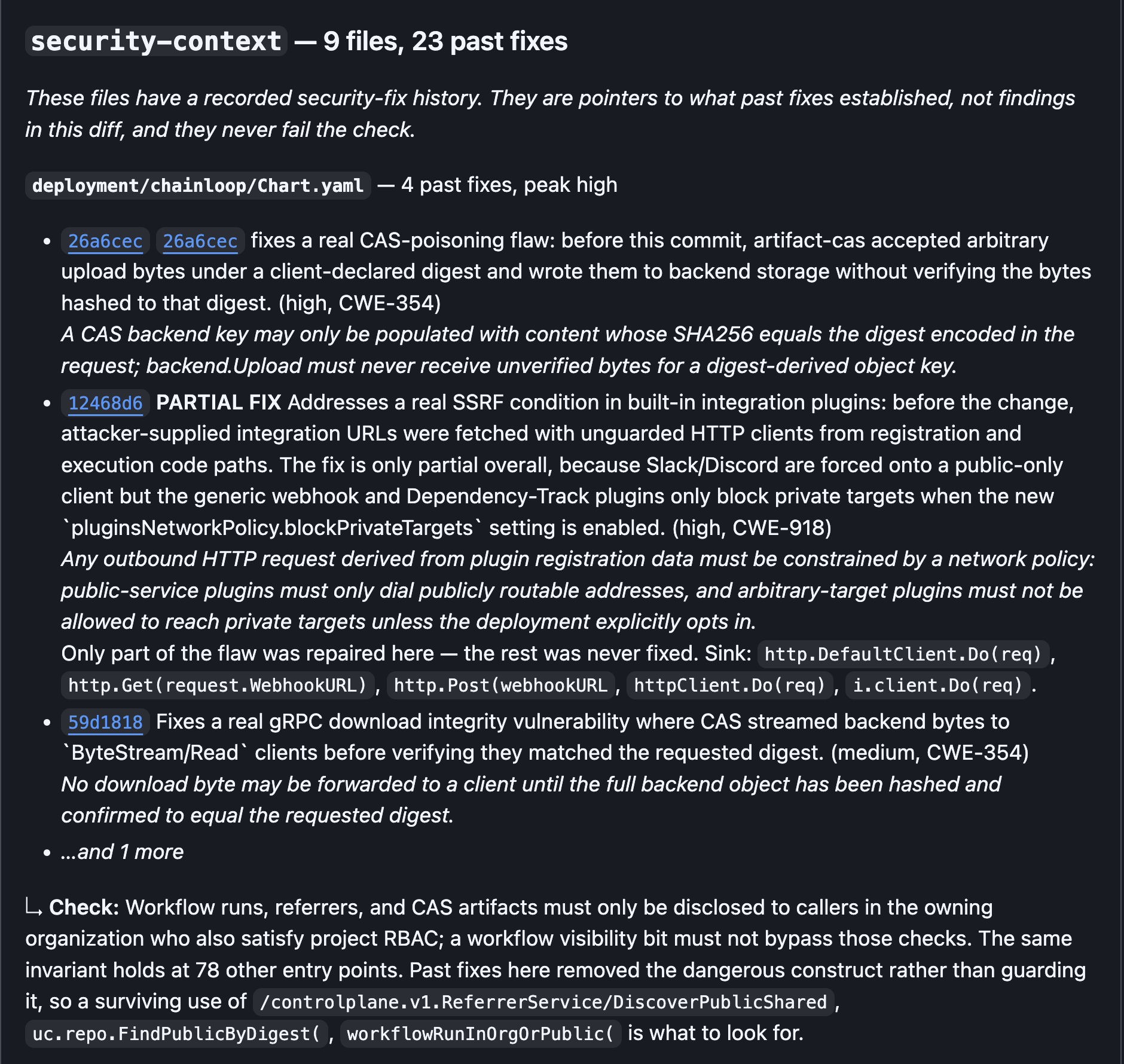 Security Context Pull Request Check
