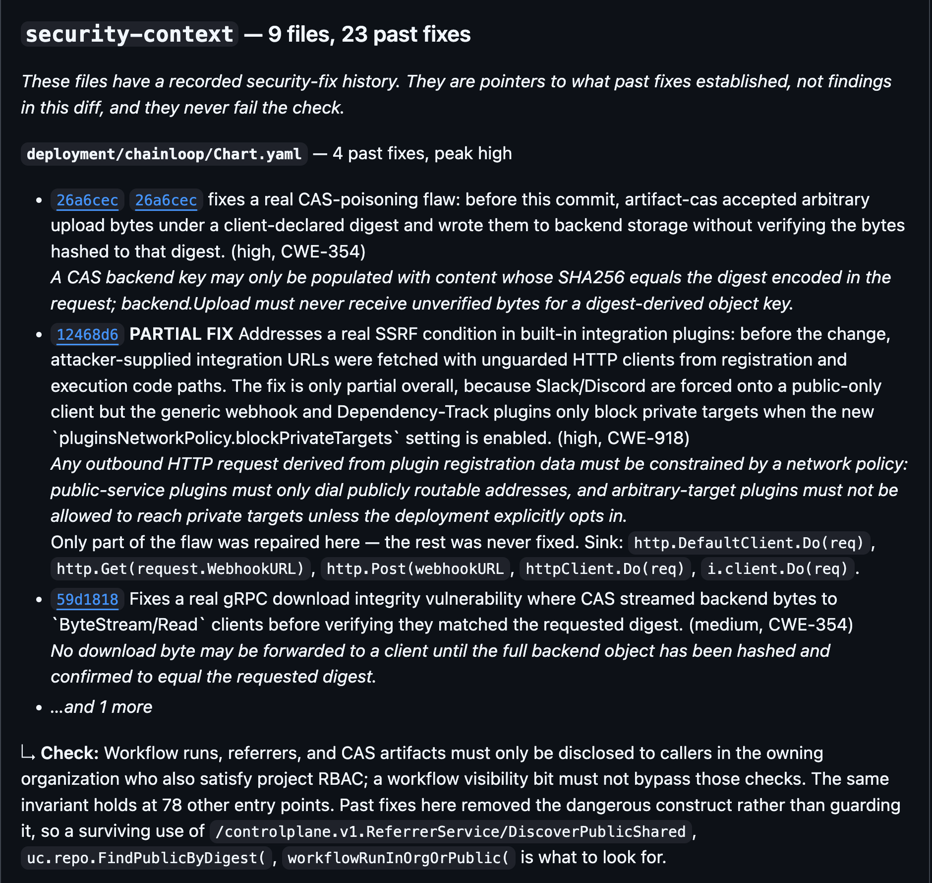 Security Context Pull Request Check