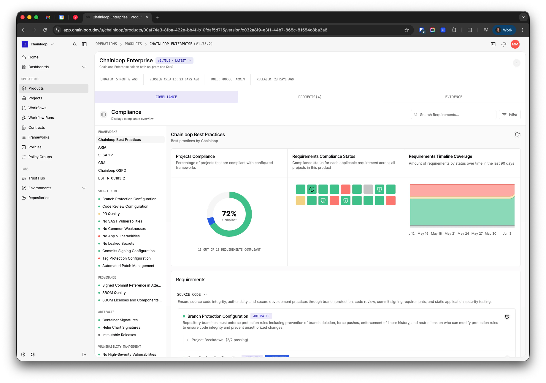 Refreshed compliance view