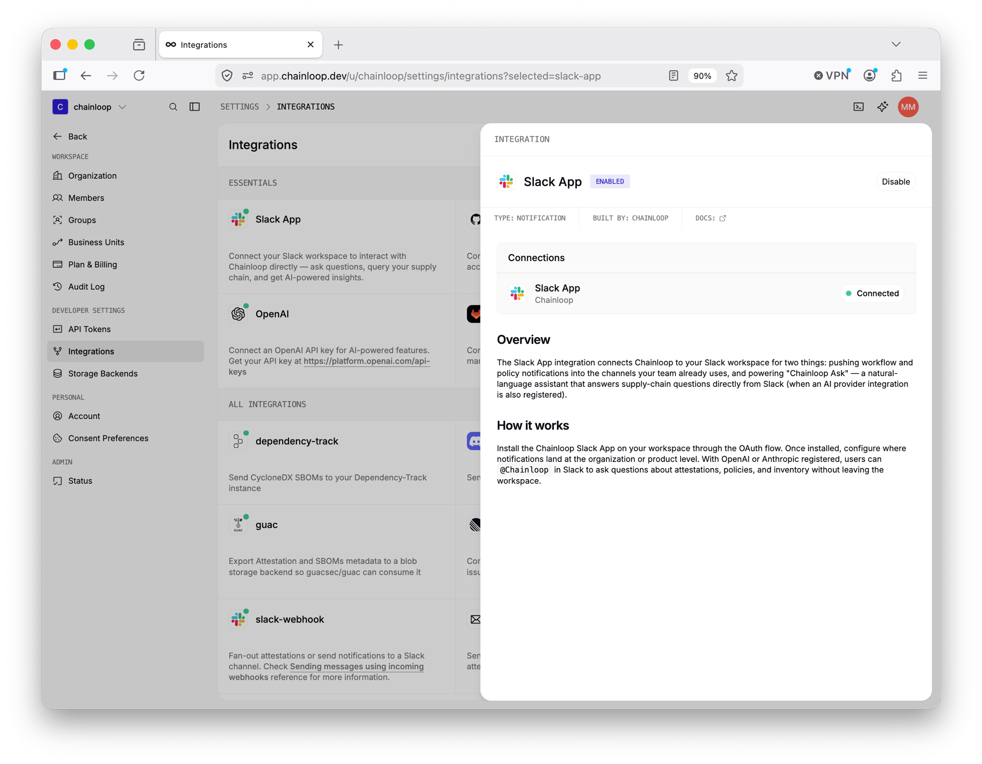 Slack Organization Picker