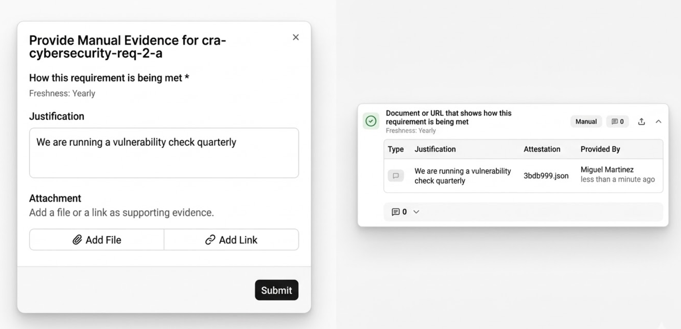 Manual Evidence with Justification