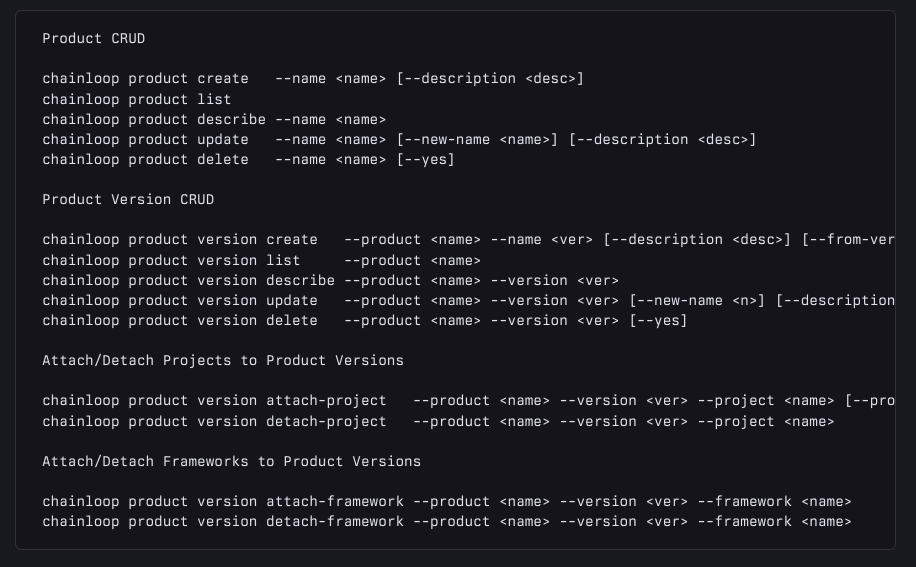 Product Management Commands