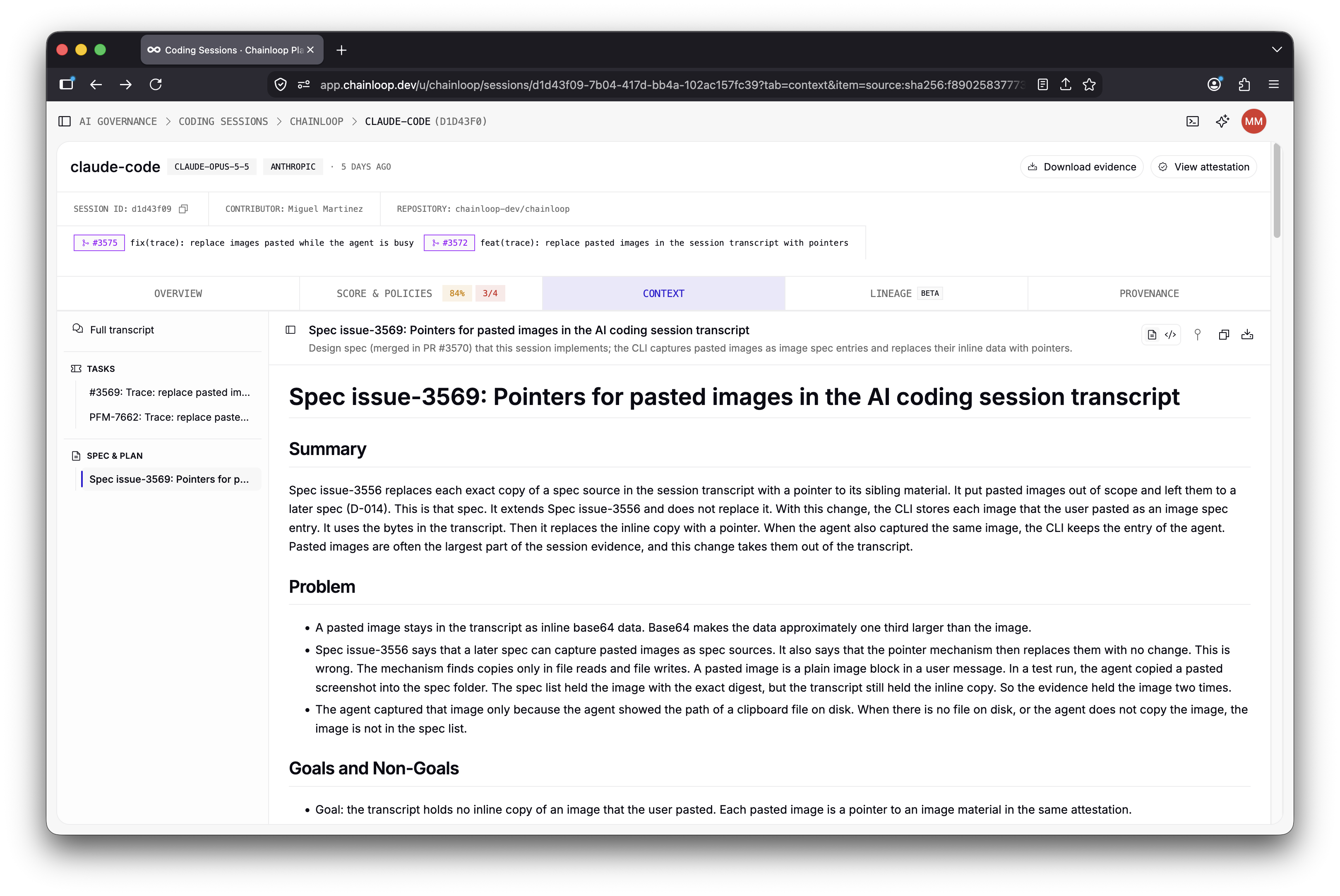 AI Coding Session Context Tab