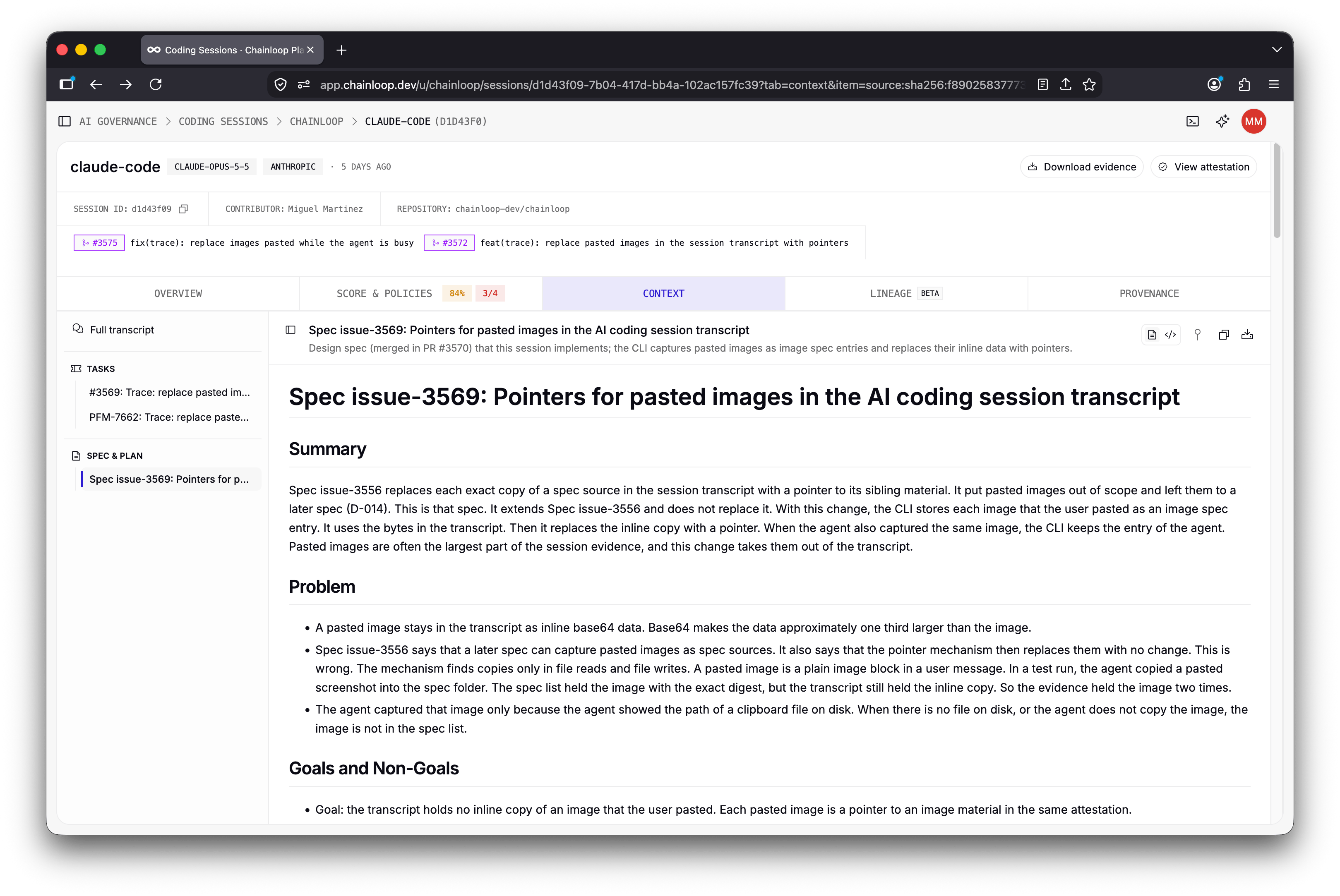 AI Coding Session Context Tab