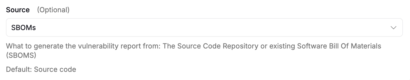 Set source to SBOMs