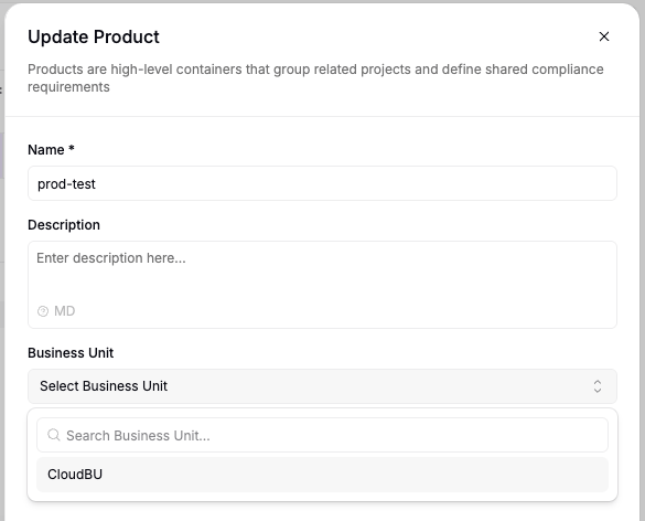 Assign Product to Business Unit