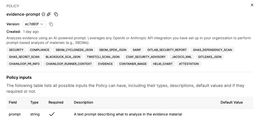 evidence-prompt policy detail
