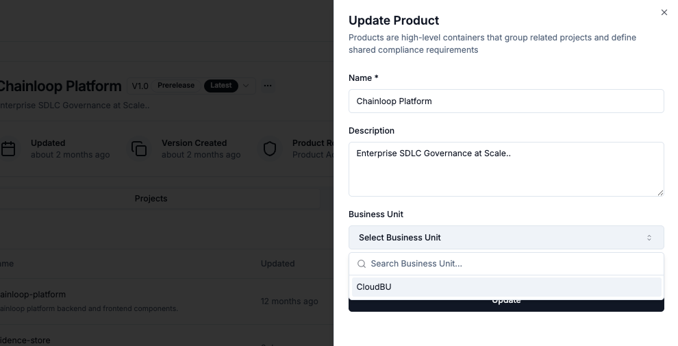 Assign Product to Business Unit
