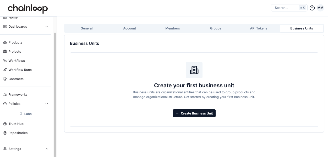 Create Business Unit