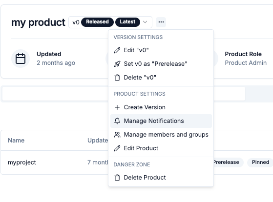 Product notifications