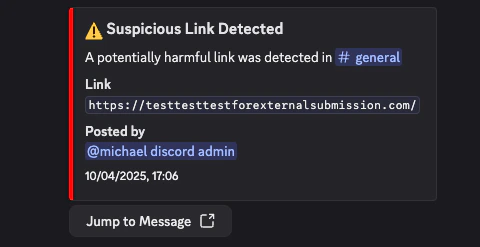 Example of link monitoring in action
