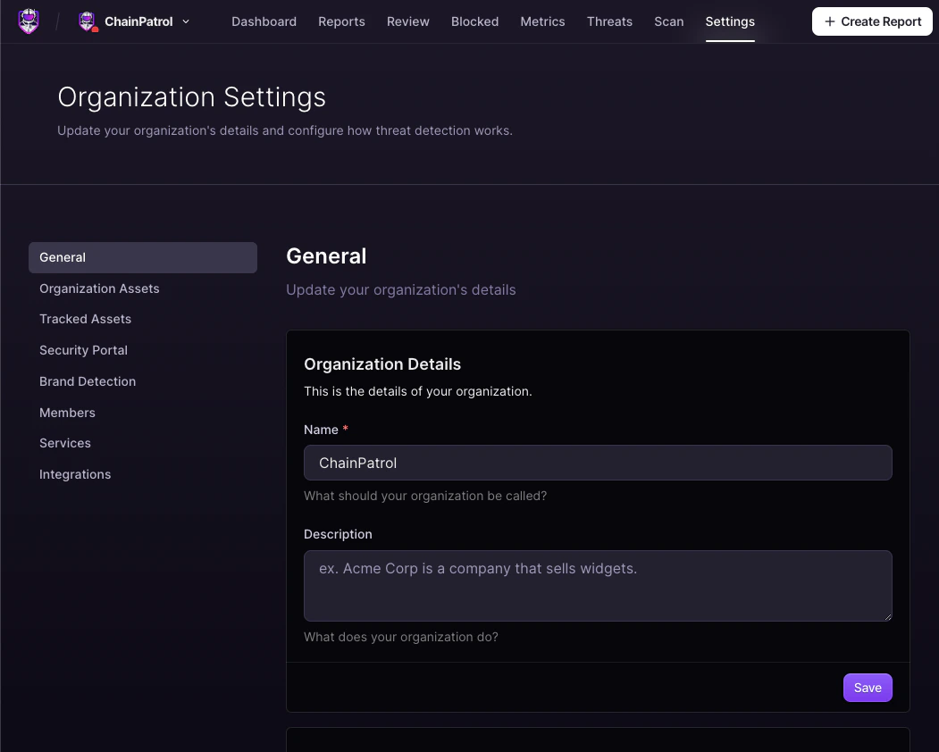 Step 2 - Organization Settings