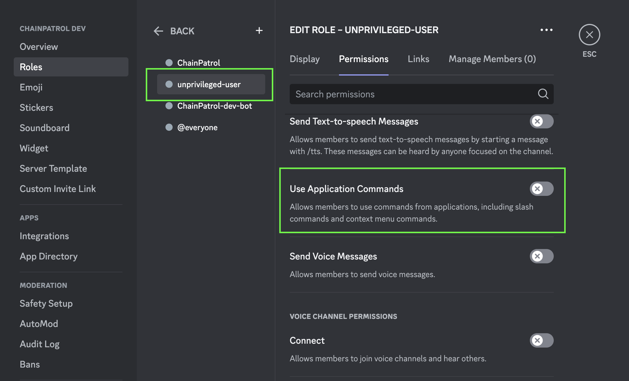 application commands