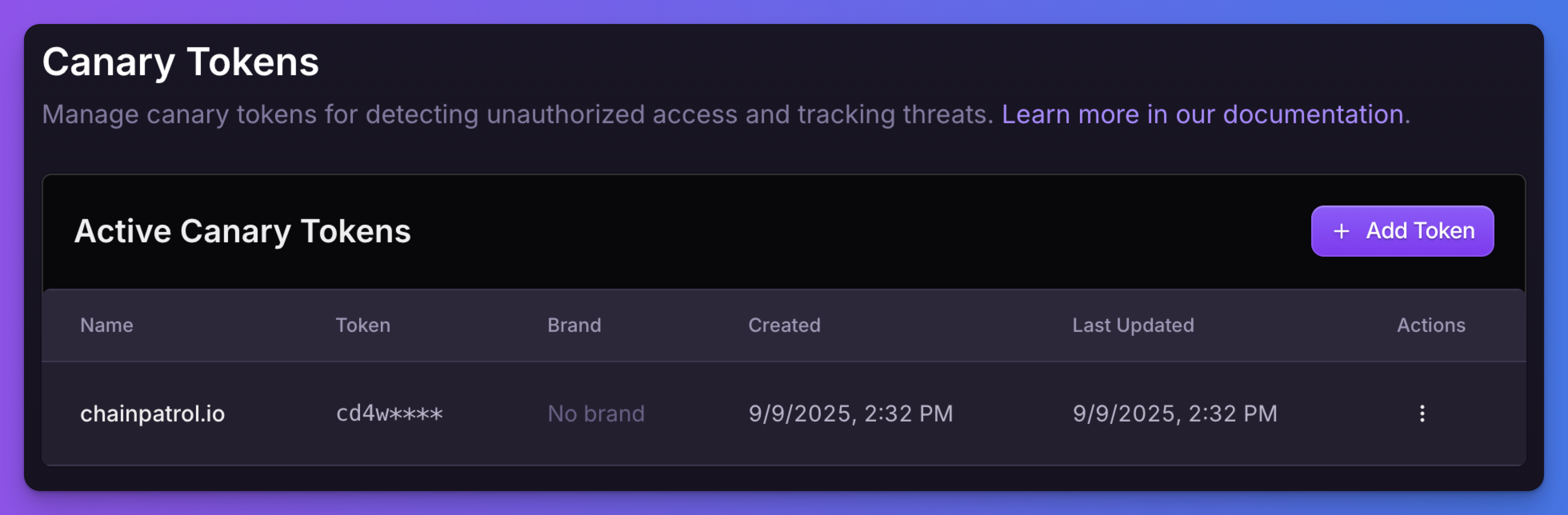 Added Canary Token