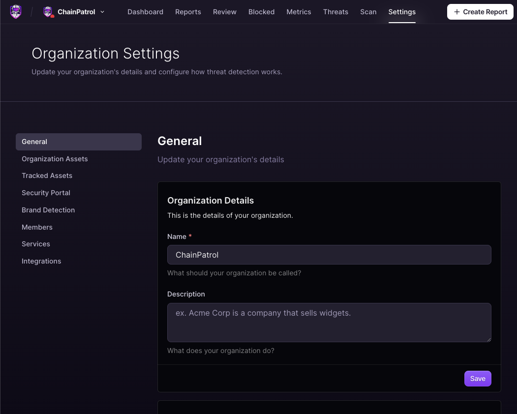 Step 2 - Organization Settings