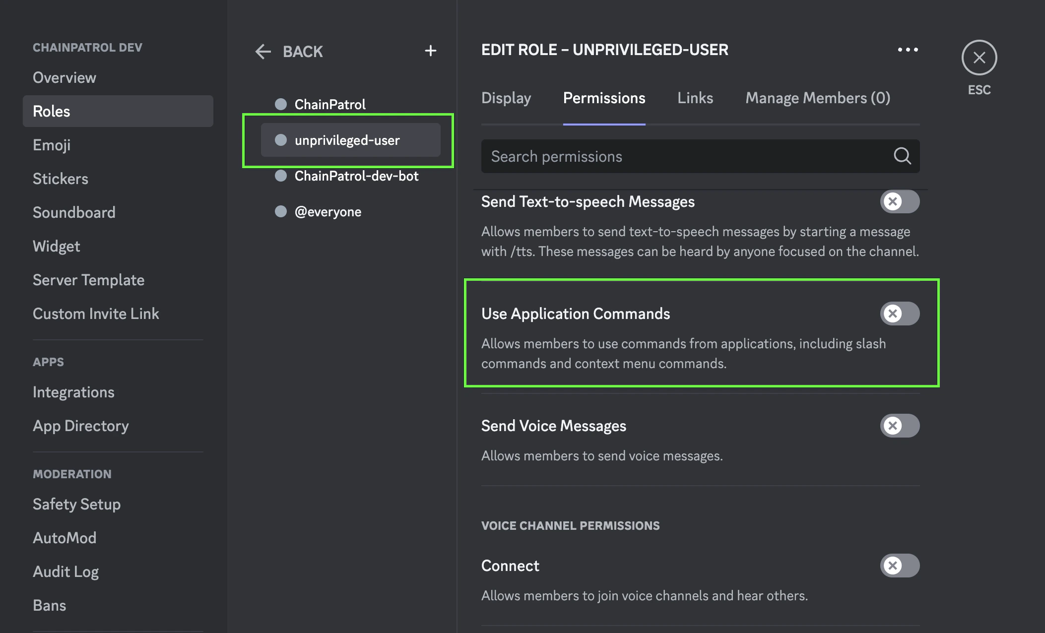 application commands