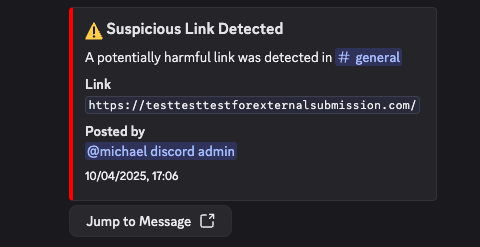 Example of link monitoring in action
