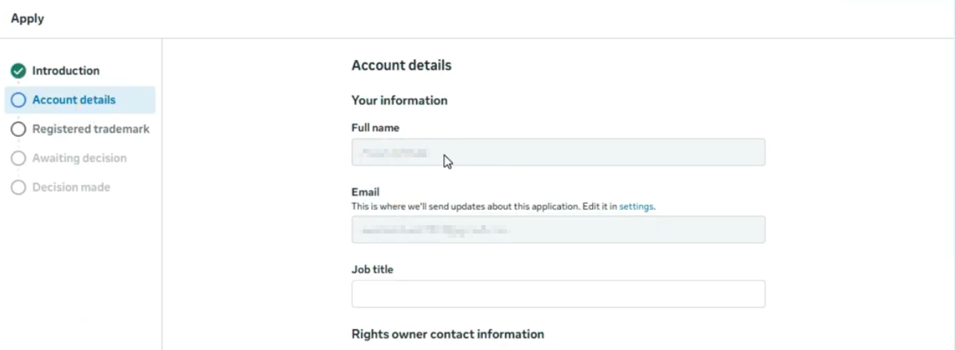 Account details