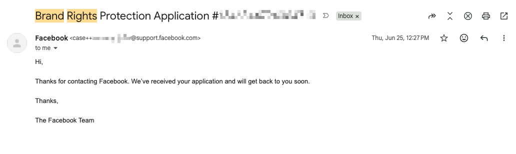 Confirmation email