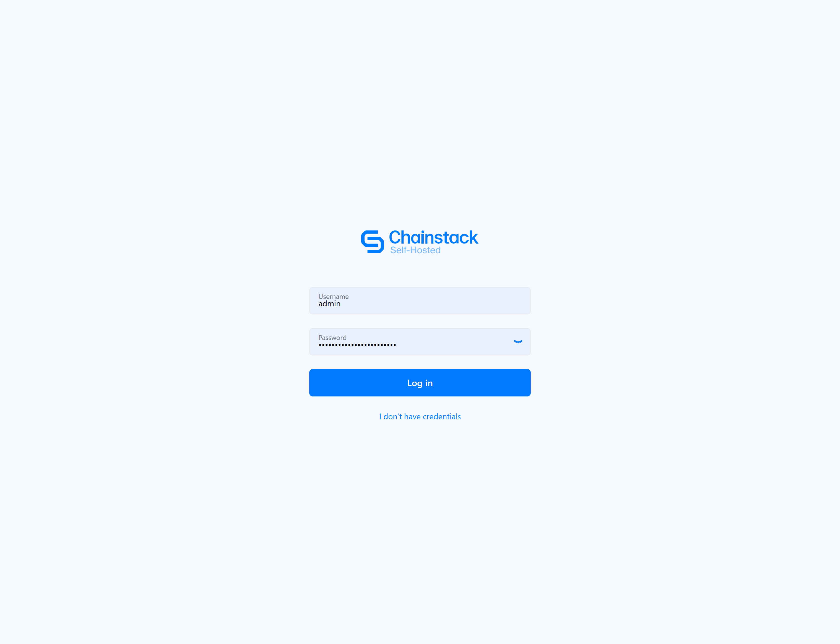 Chainstack Self-Hosted login page